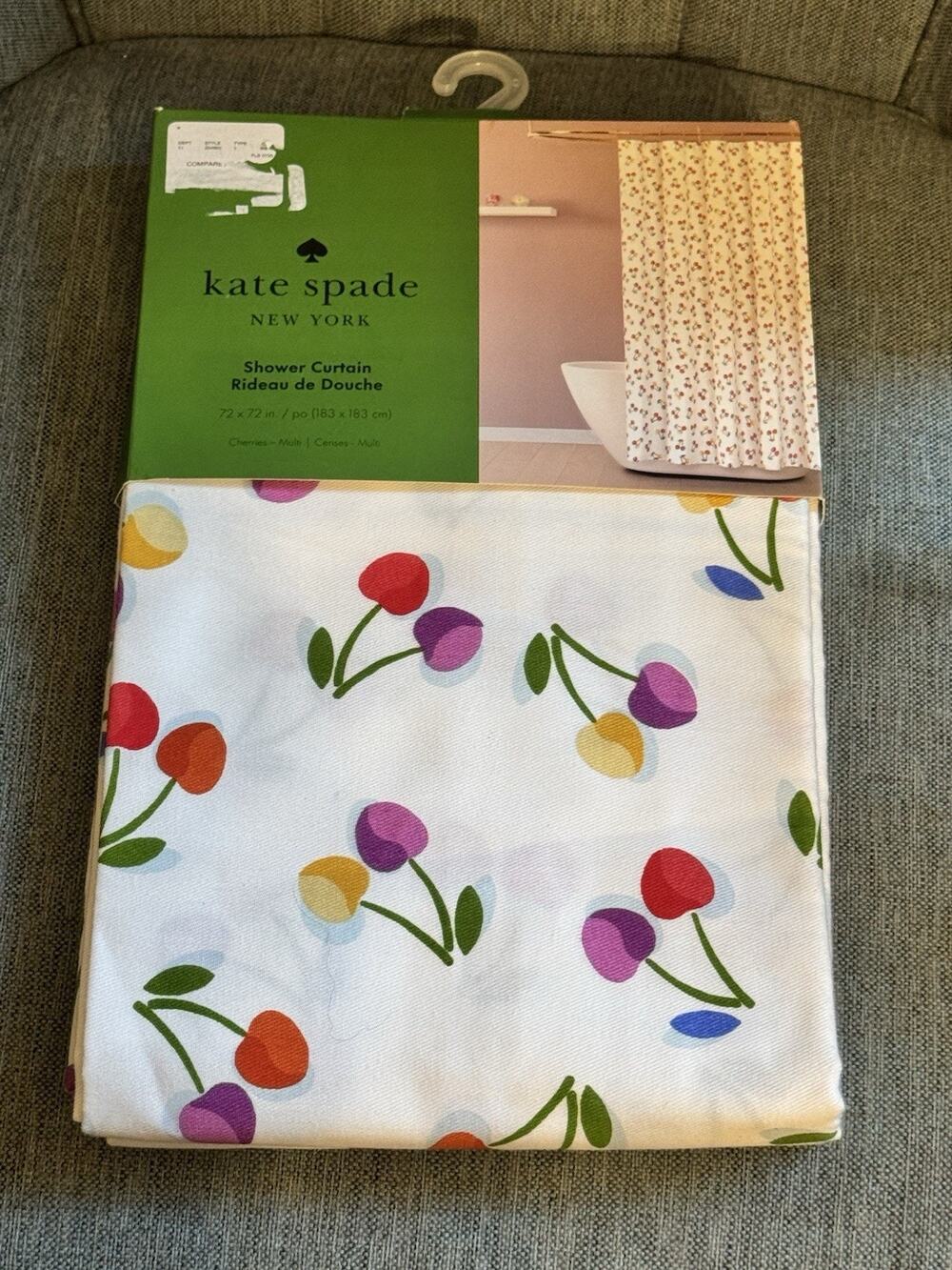 Kate Spade New York Multi Color Cherries Fabric Shower Curtain Rainbow Pride